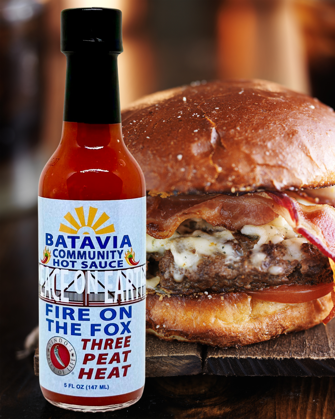 Fire on the Fox Three Peat Heat | Batavia Community Hot Sauce | Gindos