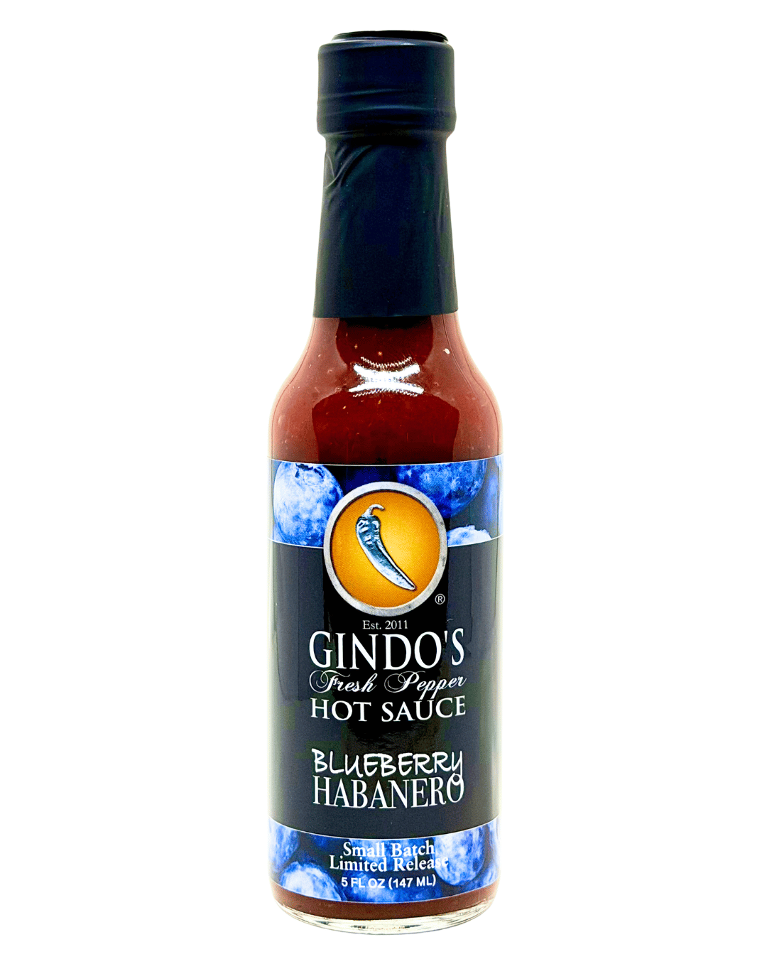Gindos Blueberry Habanero Hot Sauce on White